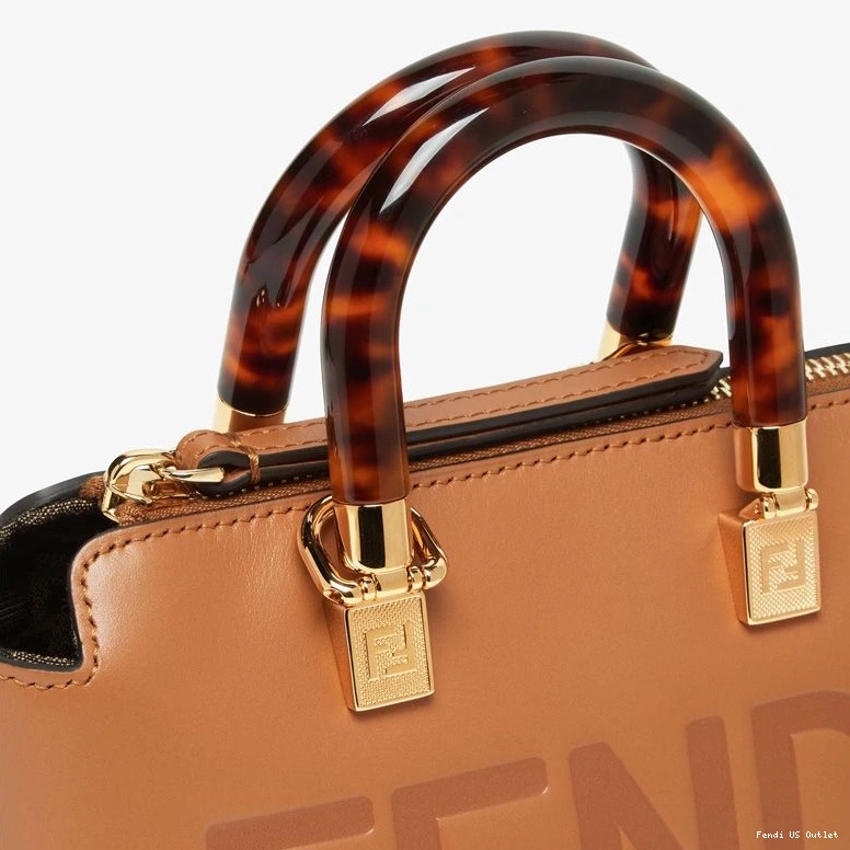 Vintage HOT Boston Bag In The Way Calf By Brown ROMA Leather Mini Fendi Logo 0708
